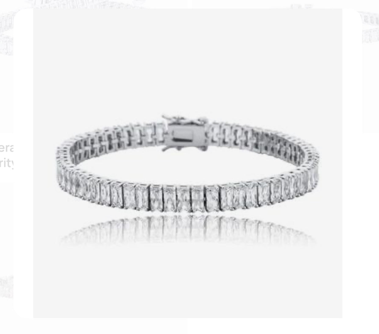 925 Sterling Silver White CZ Stone Baguette Tennis Silver