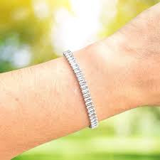 925 Sterling Silver White CZ Stone Baguette Tennis Silver
