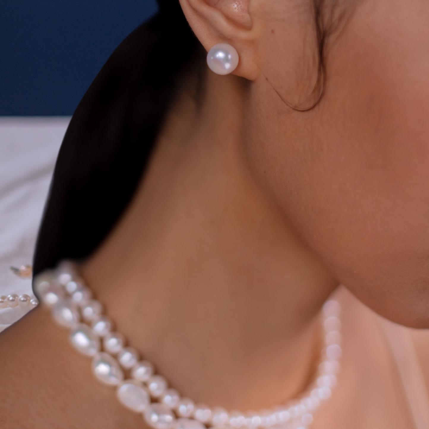 Timeless White Lustruous Pearls Studs- 18K Gold