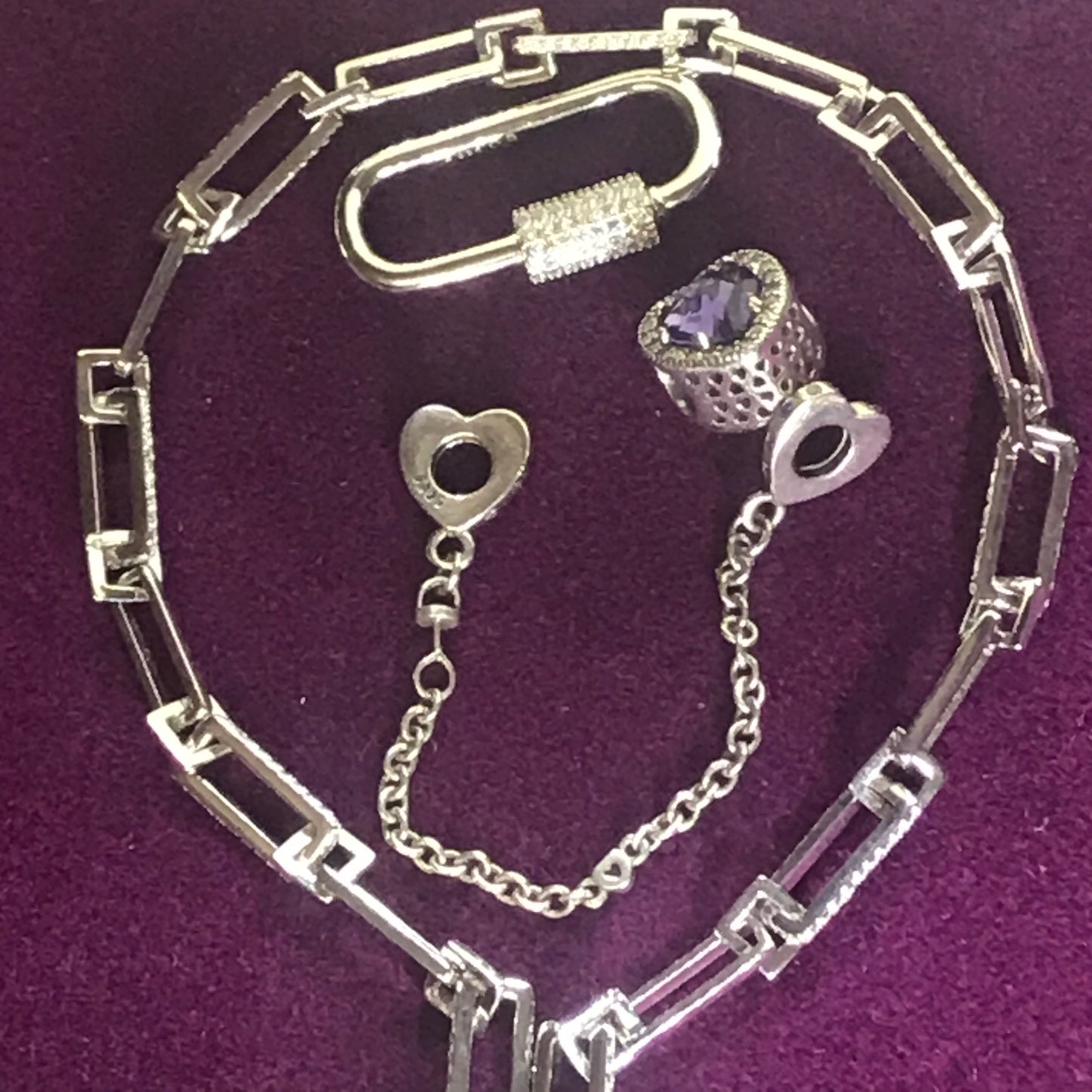 925 Sterling Silver Carabiner Bead Link Chain necklace