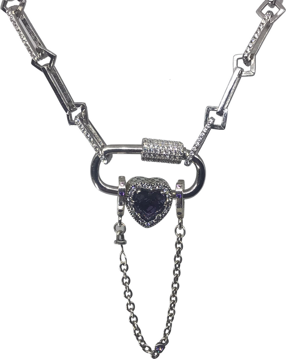 925 Sterling Silver Carabiner Bead Link Chain necklace