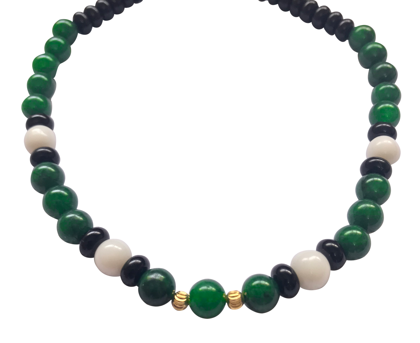 Multigems Beaded choker Green White Black color block -All Natural beads