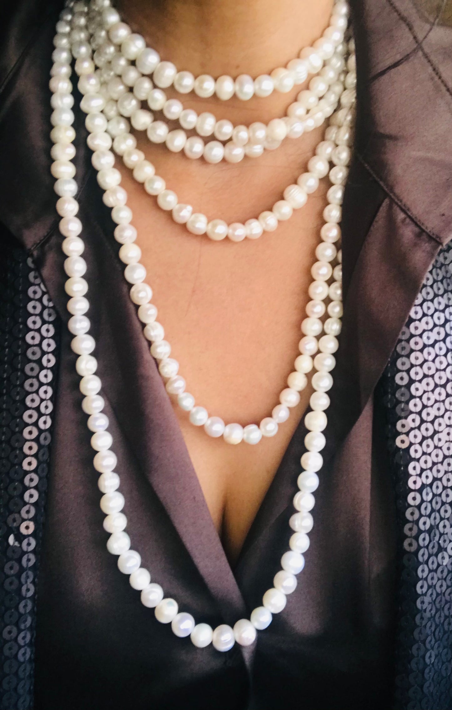 Natural freshwater baroque pearls layered necklace