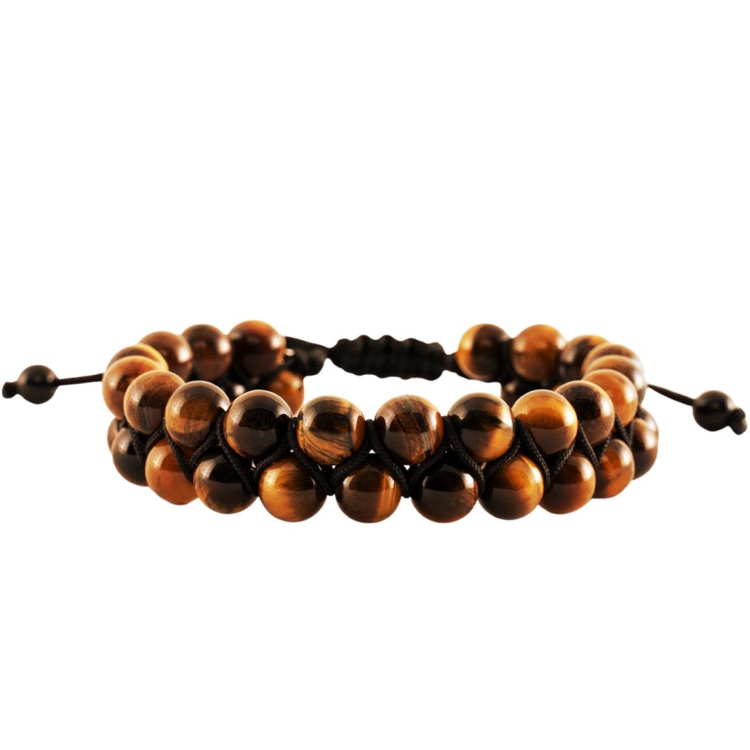 Spiritual Beads Two-Row Bracelet with Black Onyx And Tiger's Eye