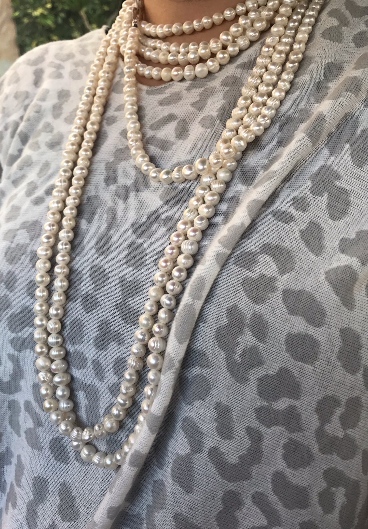 Natural freshwater baroque pearls layered necklace