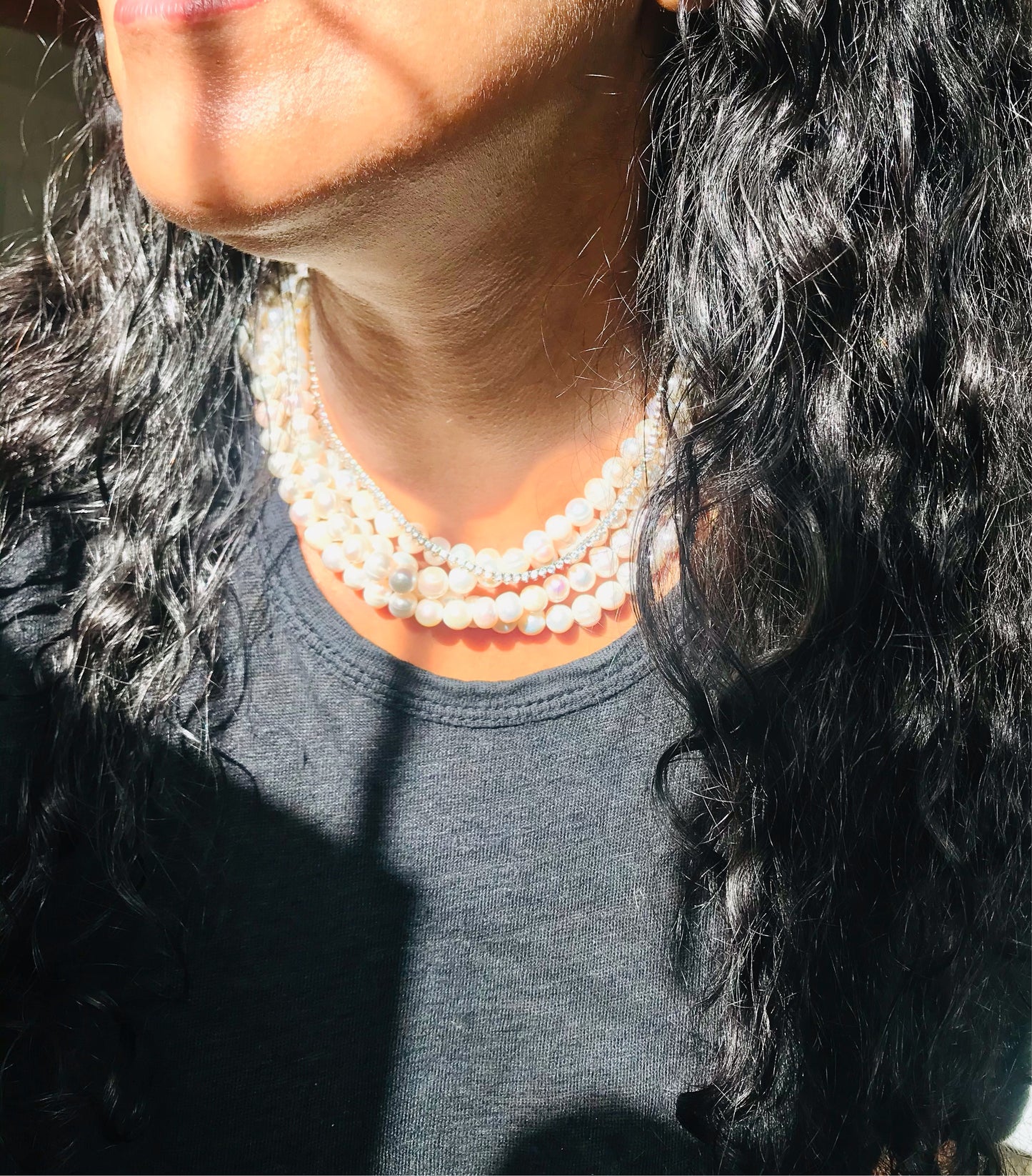Natural freshwater baroque pearls layered necklace