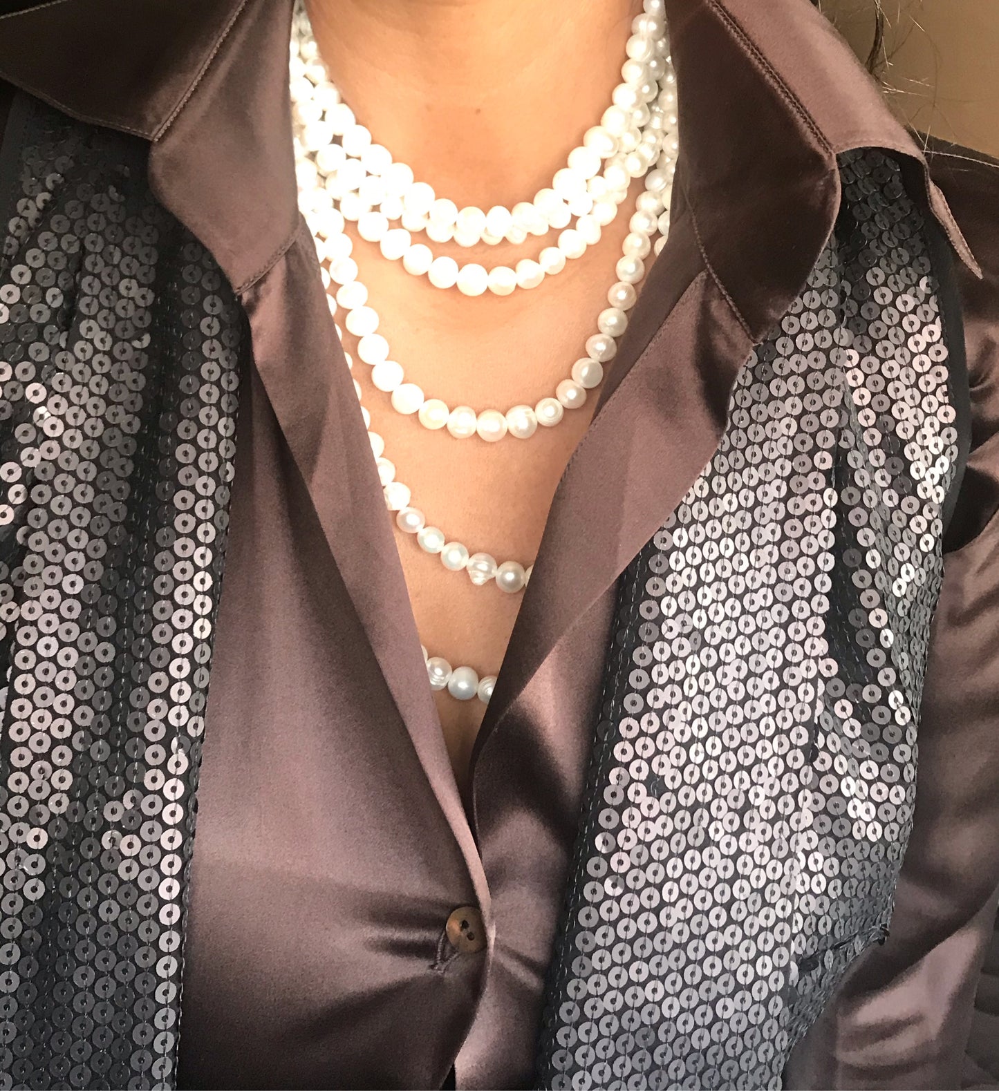 Natural freshwater baroque pearls layered necklace