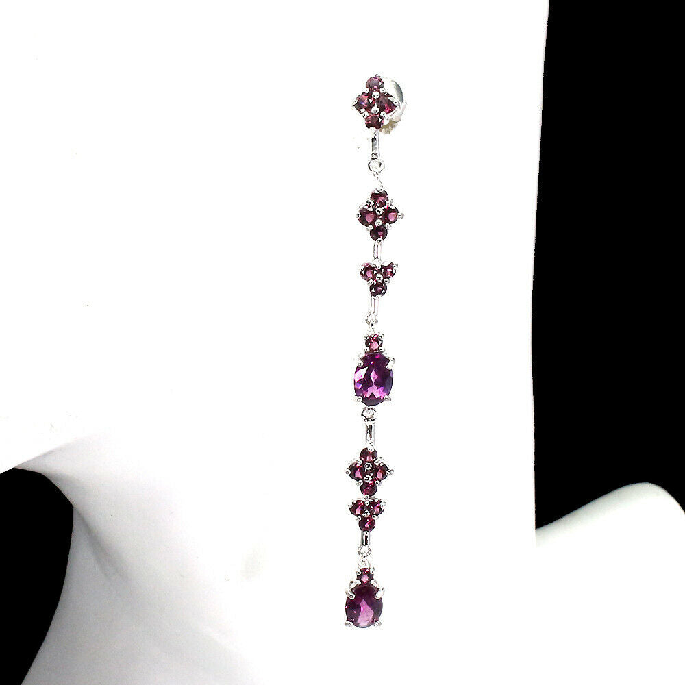925 Sterling Silver Natural Oval Rhodolite Garnet 7x5mm Earrings