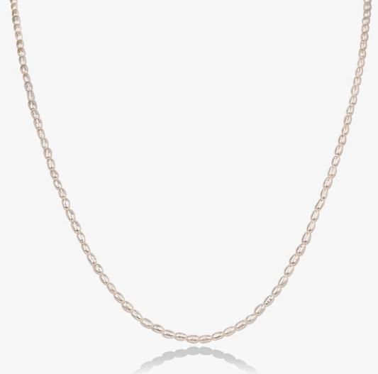 Nahla – Fine Rice Pearl Choker with Gold Clasp