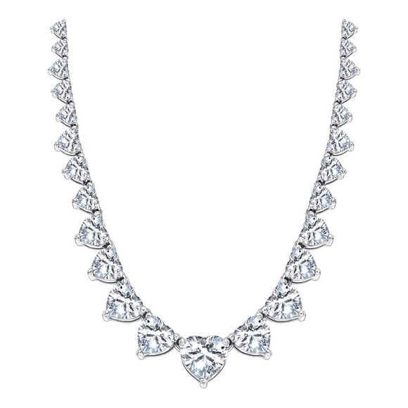 18k White Gold Graduated Heart Shaped Diamond Tennis Necklace - Jewels in  Paradise