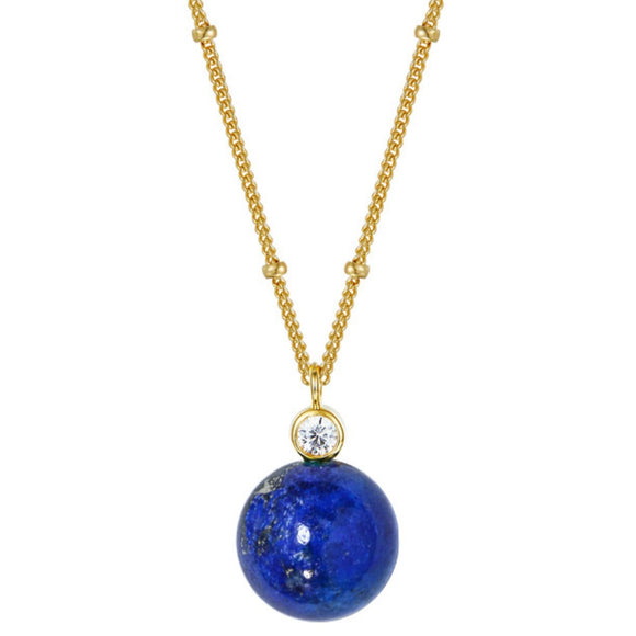 925 sterling silver natural Lapis Lazuli Azurite Globe necklace