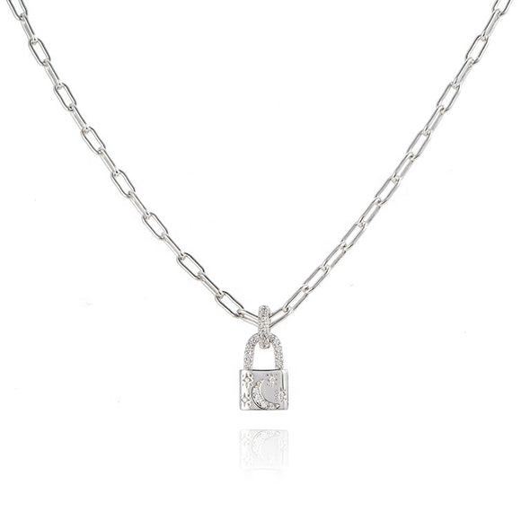 925 Sterling Silver Lock link chain necklace