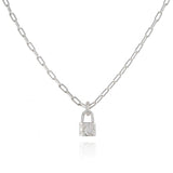 925 Sterling Silver Lock link chain necklace