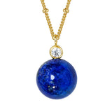 925 sterling silver natural Lapis Lazuli Azurite Globe necklace