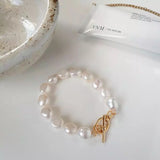 925 Sterling Silver Gold Plated Toggle clasp Baroque Pearl Bracelet