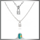 925 Sterling Silver Lock link chain necklace