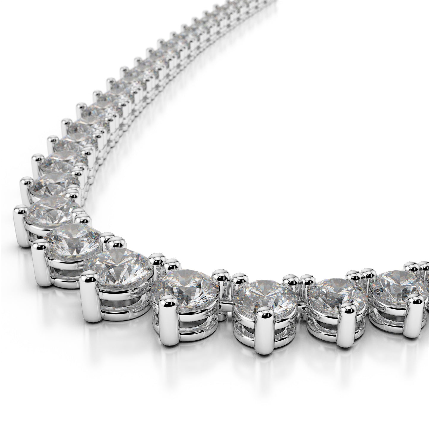 925 Sterling Silver Three-Prong Tennis necklace Bling Iced Out